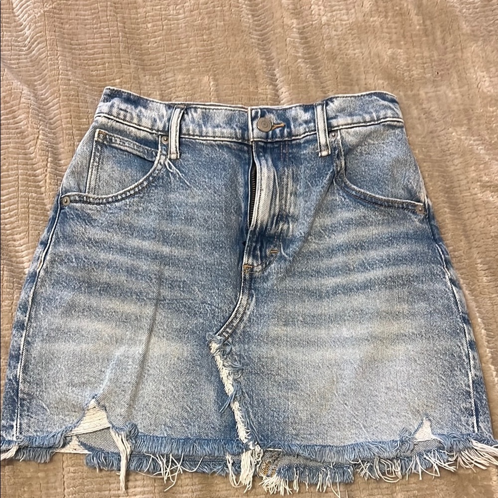 Mucky Distressed Denim Mini Skirt